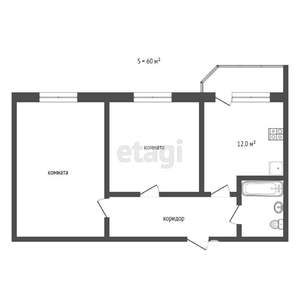 2-к квартира, вторичка, 52м2, 9/9 этаж