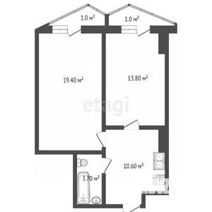 2-к квартира, вторичка, 50м2, 13/24 этаж