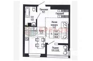 Студия квартира, сданный дом, 41м2, 8/26 этаж
