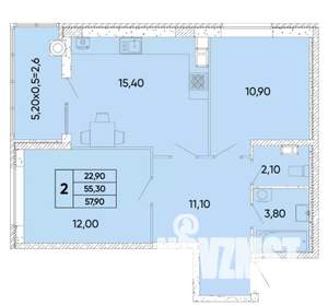 2-к квартира, вторичка, 58м2, 18/18 этаж