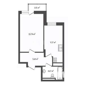 1-к квартира, вторичка, 35м2, 15/25 этаж