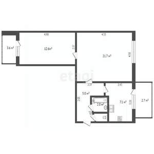 2-к квартира, вторичка, 50м2, 4/9 этаж