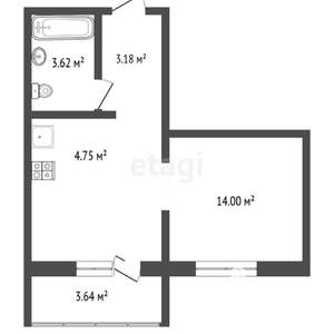1-к квартира, вторичка, 30м2, 4/18 этаж