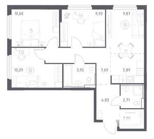 3-к квартира, вторичка, 69м2, 13/17 этаж
