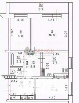 3-к квартира, вторичка, 70м2, 6/16 этаж