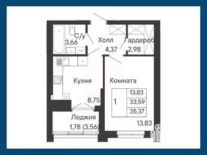 1-к квартира, вторичка, 35м2, 4/8 этаж