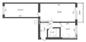 2-к квартира, вторичка, 42м2, 2/2 этаж