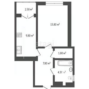 1-к квартира, вторичка, 42м2, 24/24 этаж