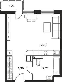 Студия квартира, вторичка, 33м2, 7/25 этаж