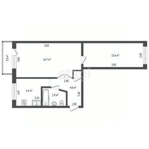 2-к квартира, вторичка, 45м2, 4/5 этаж
