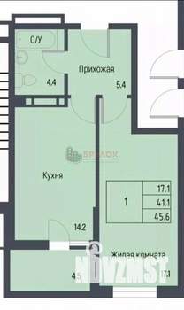 1-к квартира, вторичка, 42м2, 3/15 этаж