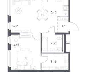 1-к квартира, вторичка, 48м2, 3/17 этаж