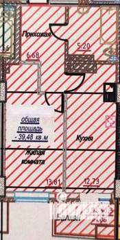 1-к квартира, вторичка, 40м2, 14/25 этаж