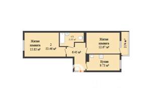 2-к квартира, вторичка, 53м2, 9/25 этаж