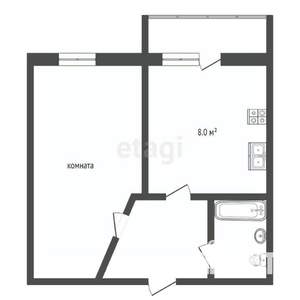 1-к квартира, вторичка, 33м2, 6/9 этаж