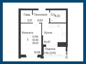 1-к квартира, вторичка, 38м2, 2/8 этаж