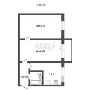 2-к квартира, вторичка, 45м2, 5/5 этаж