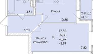1-к квартира, вторичка, 41м2, 10/20 этаж