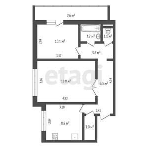 2-к квартира, вторичка, 46м2, 4/9 этаж