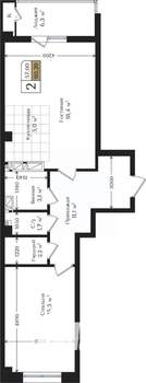 2-к квартира, сданный дом, 61м2, 4/13 этаж