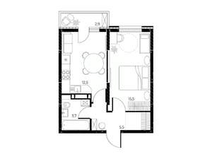 1-к квартира, вторичка, 38м2, 5/25 этаж