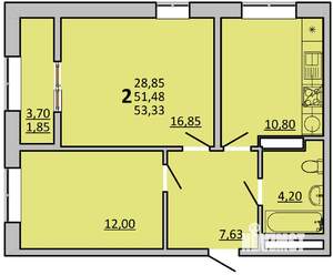2-к квартира, вторичка, 60м2, 17/22 этаж