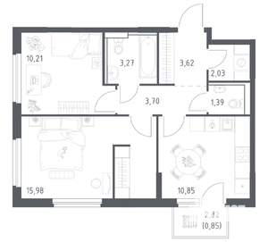 2-к квартира, вторичка, 52м2, 11/17 этаж