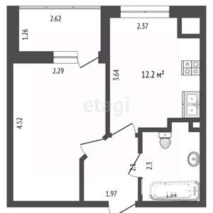 1-к квартира, вторичка, 34м2, 2/13 этаж
