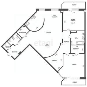 4-к квартира, вторичка, 116м2, 13/16 этаж