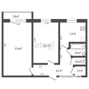 2-к квартира, вторичка, 44м2, 3/5 этаж