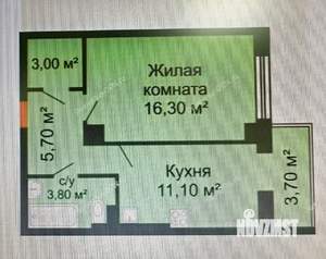 1-к квартира, вторичка, 40м2, 16/19 этаж