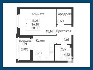 1-к квартира, вторичка, 38м2, 8/8 этаж