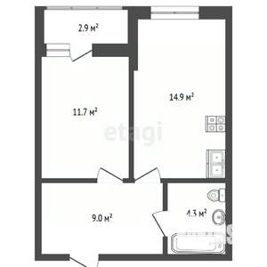 2-к квартира, вторичка, 43м2, 13/15 этаж