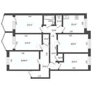 4-к квартира, вторичка, 90м2, 1/10 этаж