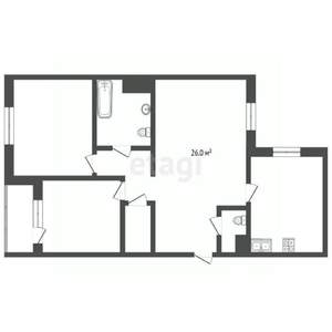 3-к квартира, вторичка, 81м2, 15/15 этаж