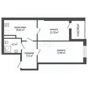 2-к квартира, вторичка, 53м2, 24/25 этаж
