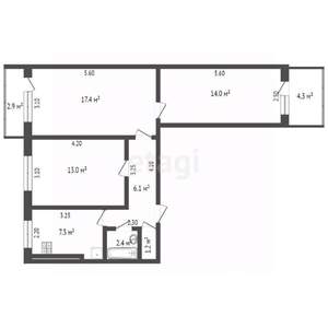 3-к квартира, вторичка, 69м2, 8/9 этаж