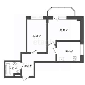 2-к квартира, вторичка, 55м2, 4/19 этаж