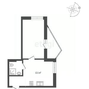 1-к квартира, сданный дом, 34м2, 14/24 этаж