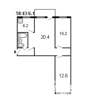 3-к квартира, вторичка, 60м2, 3/5 этаж