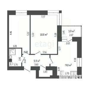 2-к квартира, вторичка, 56м2, 1/11 этаж