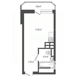 Студия квартира, вторичка, 28м2, 6/19 этаж