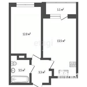 1-к квартира, вторичка, 33м2, 1/25 этаж