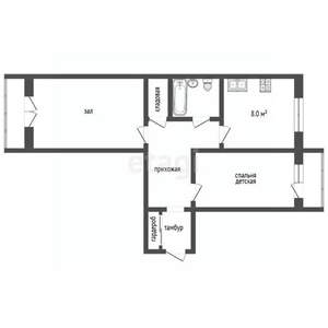 2-к квартира, вторичка, 52м2, 4/5 этаж