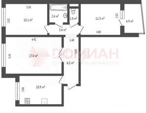 3-к квартира, вторичка, 63м2, 6/9 этаж