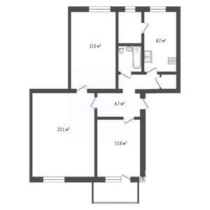 3-к квартира, вторичка, 78м2, 2/4 этаж