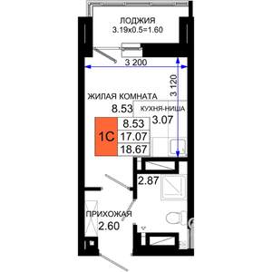 Студия квартира, вторичка, 19м2, 3/25 этаж