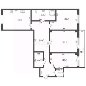 3-к квартира, вторичка, 104м2, 3/16 этаж