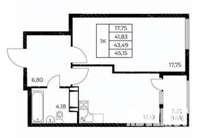 1-к квартира, вторичка, 45м2, 9/25 этаж