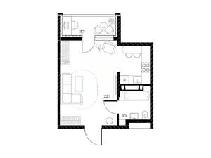 Студия квартира, вторичка, 28м2, 6/25 этаж